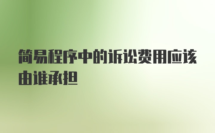 简易程序中的诉讼费用应该由谁承担