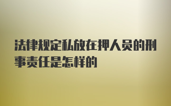 法律规定私放在押人员的刑事责任是怎样的