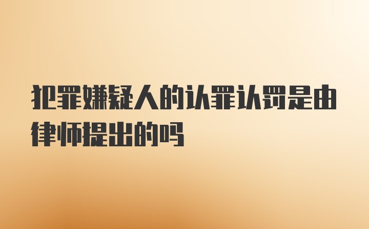 犯罪嫌疑人的认罪认罚是由律师提出的吗