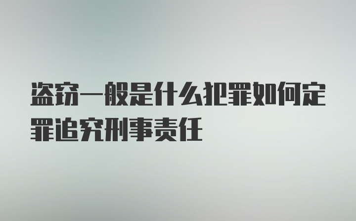 盗窃一般是什么犯罪如何定罪追究刑事责任