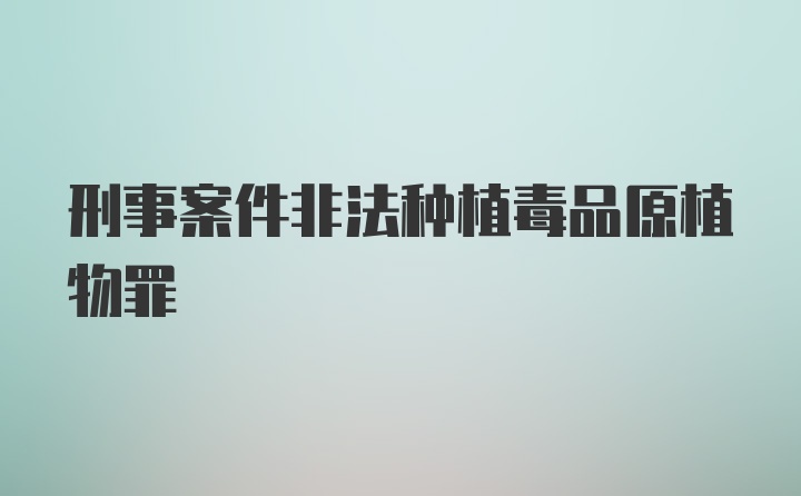 刑事案件非法种植毒品原植物罪