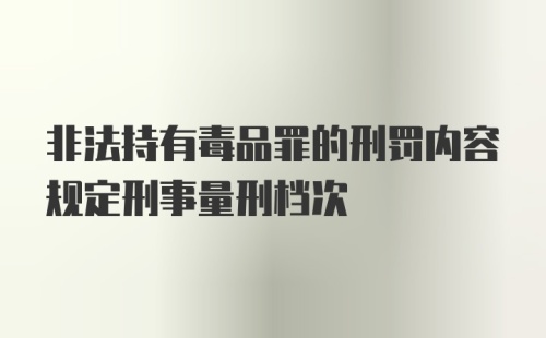 非法持有毒品罪的刑罚内容规定刑事量刑档次