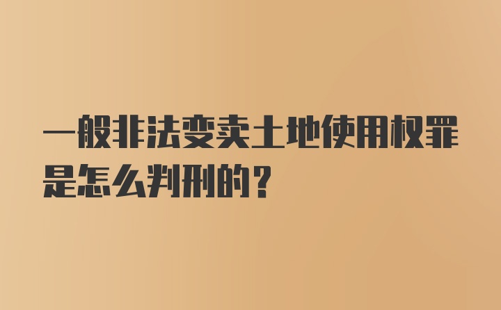 一般非法变卖土地使用权罪是怎么判刑的？