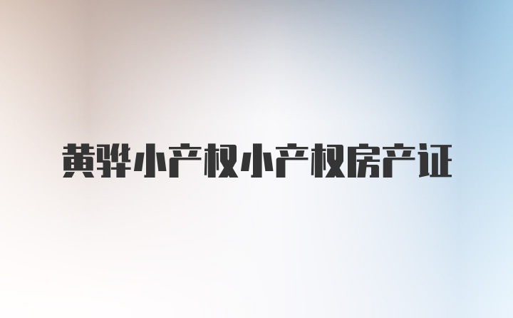 黄骅小产权小产权房产证