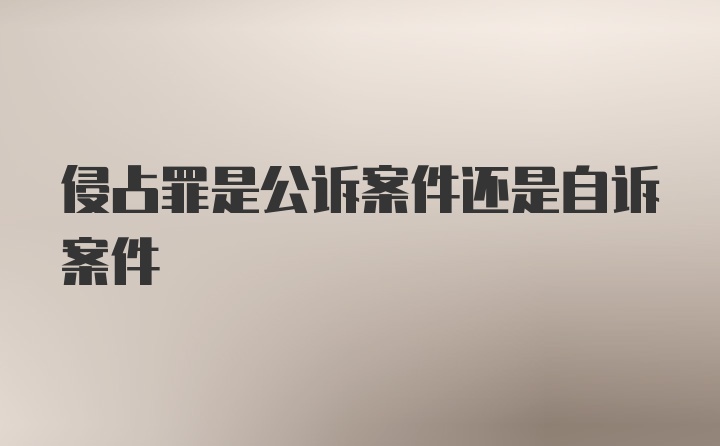 侵占罪是公诉案件还是自诉案件