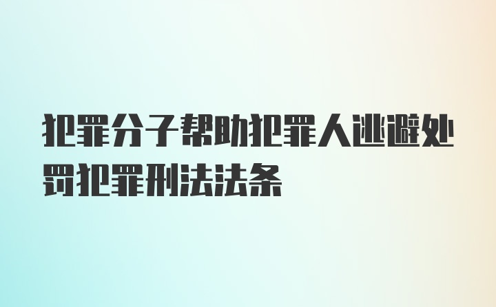 犯罪分子帮助犯罪人逃避处罚犯罪刑法法条