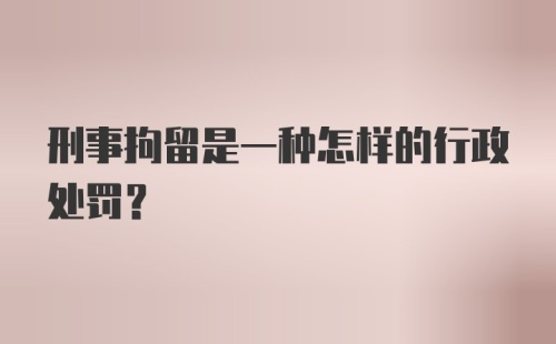 刑事拘留是一种怎样的行政处罚？