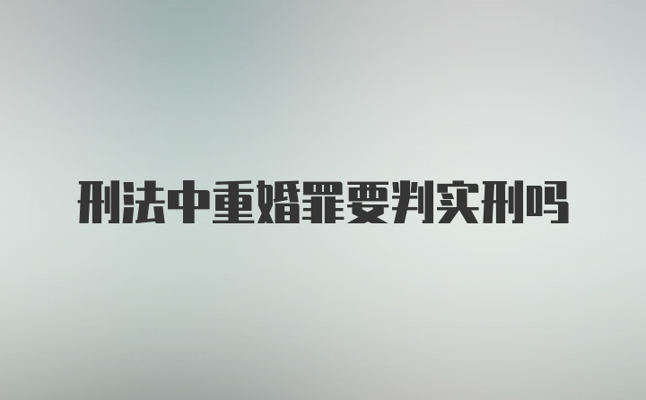 刑法中重婚罪要判实刑吗