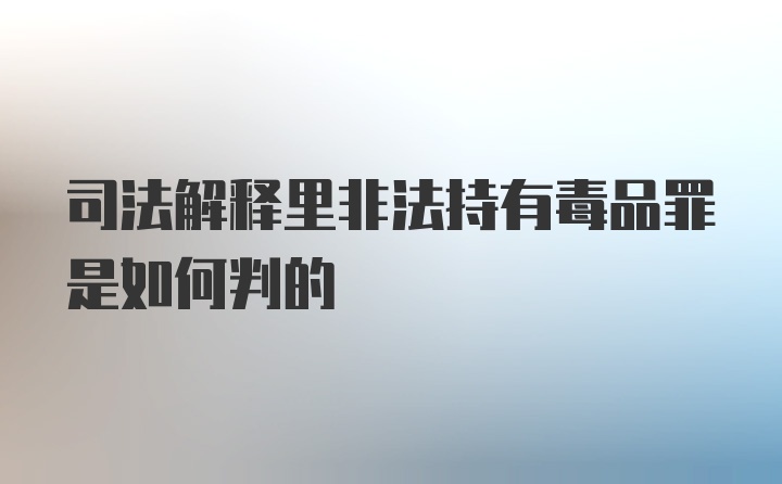 司法解释里非法持有毒品罪是如何判的