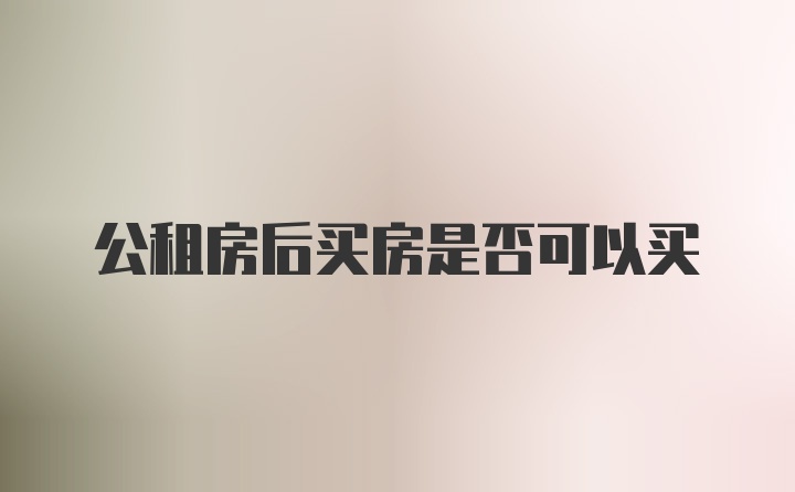 公租房后买房是否可以买