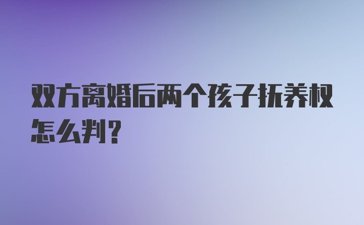 双方离婚后两个孩子抚养权怎么判？