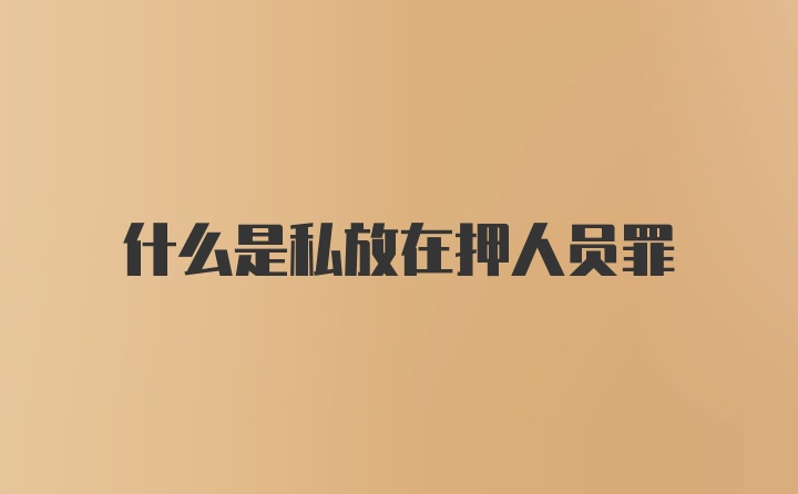 什么是私放在押人员罪