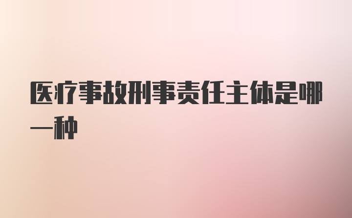 医疗事故刑事责任主体是哪一种