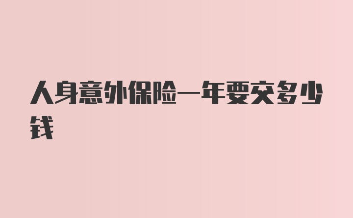 人身意外保险一年要交多少钱