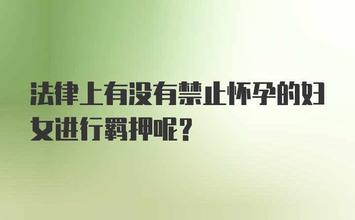 法律上有没有禁止怀孕的妇女进行羁押呢？