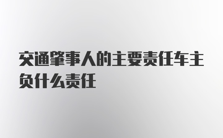 交通肇事人的主要责任车主负什么责任