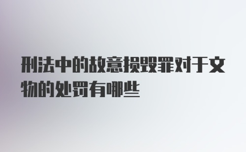 刑法中的故意损毁罪对于文物的处罚有哪些