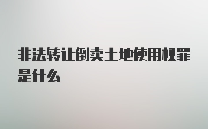 非法转让倒卖土地使用权罪是什么