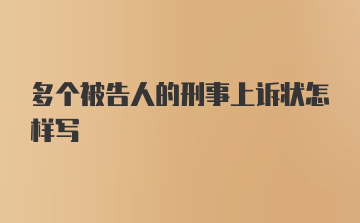 多个被告人的刑事上诉状怎样写