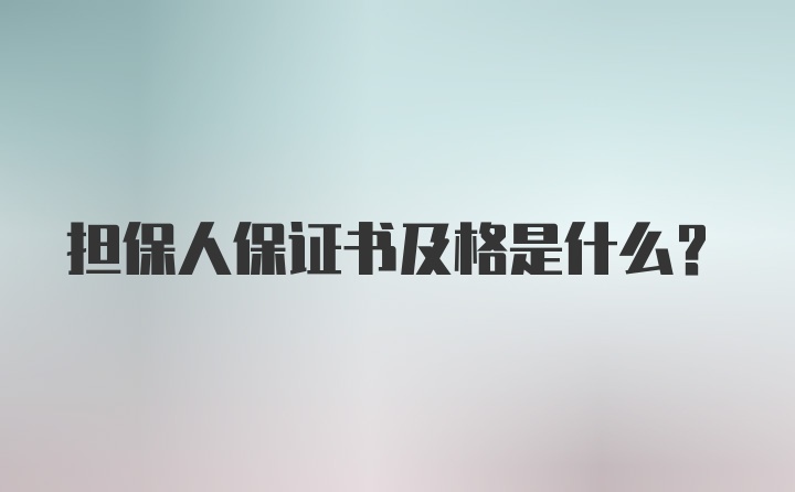 担保人保证书及格是什么？