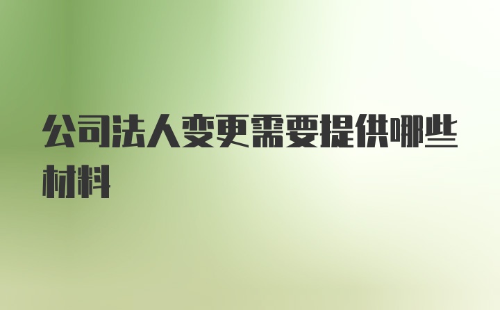 公司法人变更需要提供哪些材料