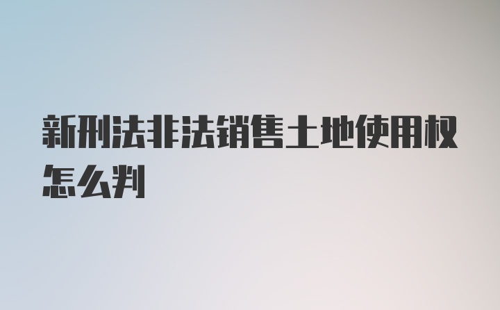 新刑法非法销售土地使用权怎么判