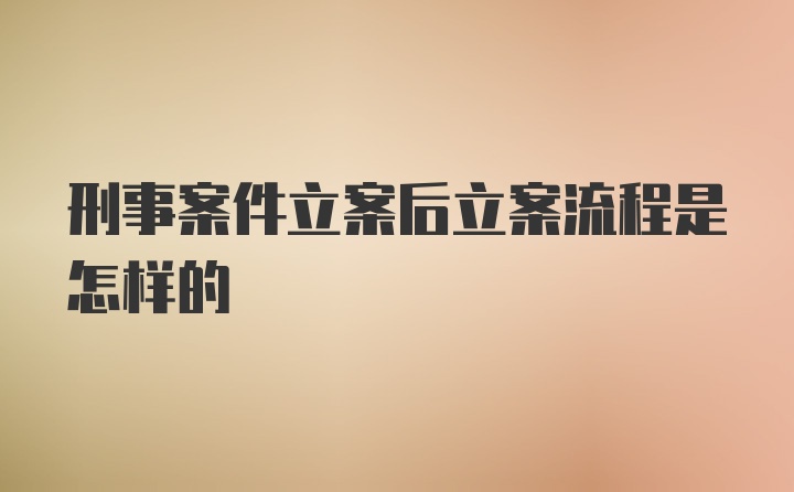 刑事案件立案后立案流程是怎样的