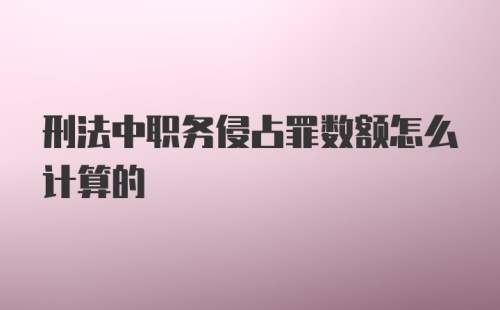 刑法中职务侵占罪数额怎么计算的