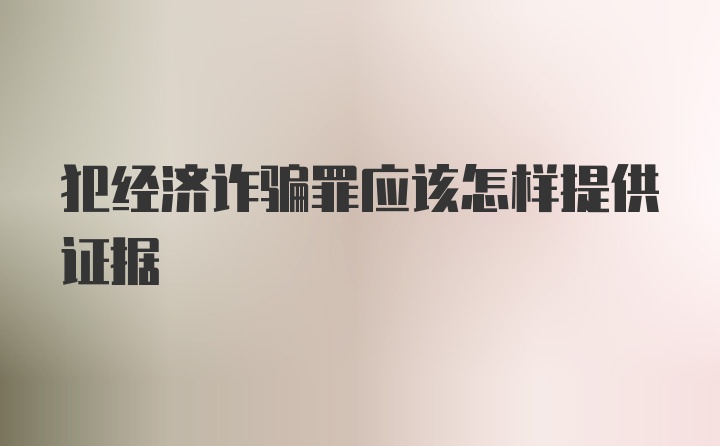 犯经济诈骗罪应该怎样提供证据