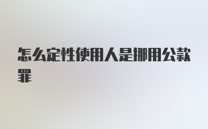 怎么定性使用人是挪用公款罪