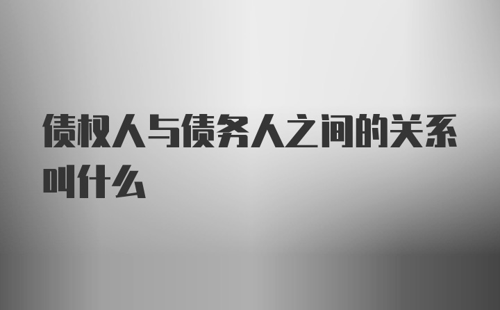 债权人与债务人之间的关系叫什么