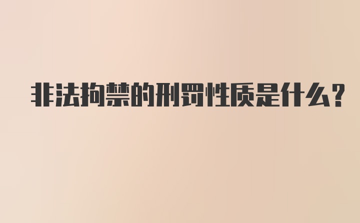 非法拘禁的刑罚性质是什么？