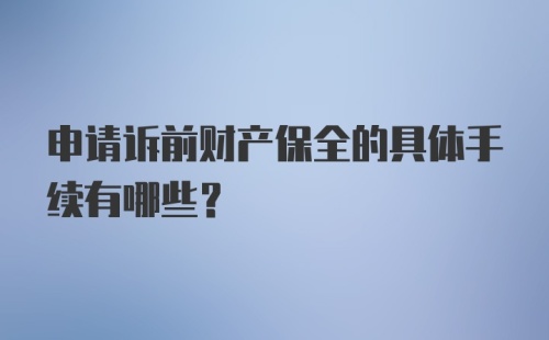 申请诉前财产保全的具体手续有哪些？