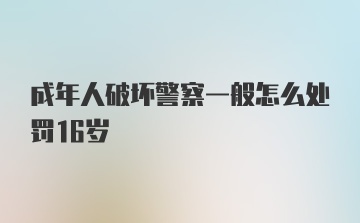 成年人破坏警察一般怎么处罚16岁