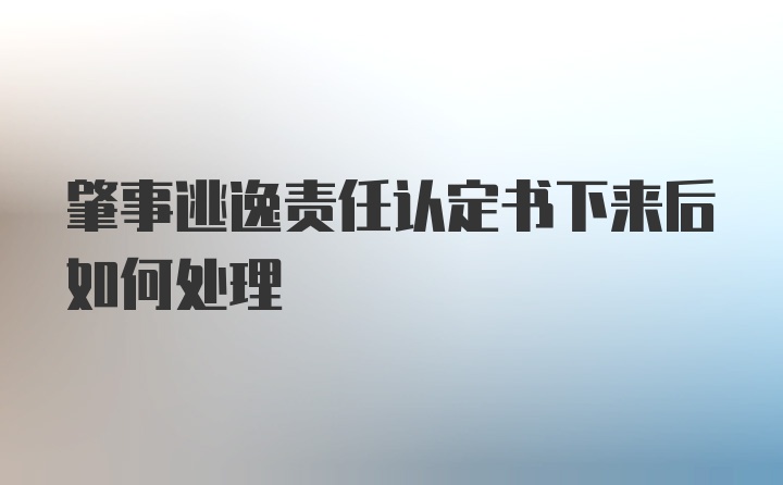 肇事逃逸责任认定书下来后如何处理