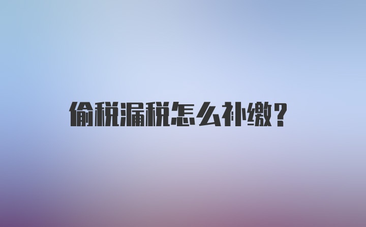 偷税漏税怎么补缴？