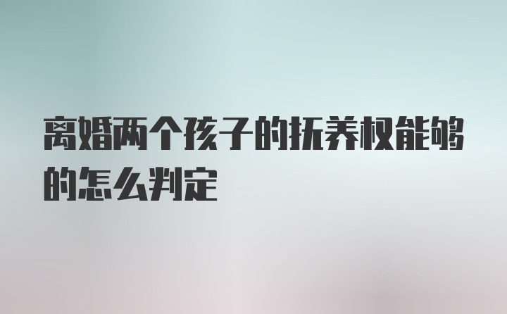 离婚两个孩子的抚养权能够的怎么判定