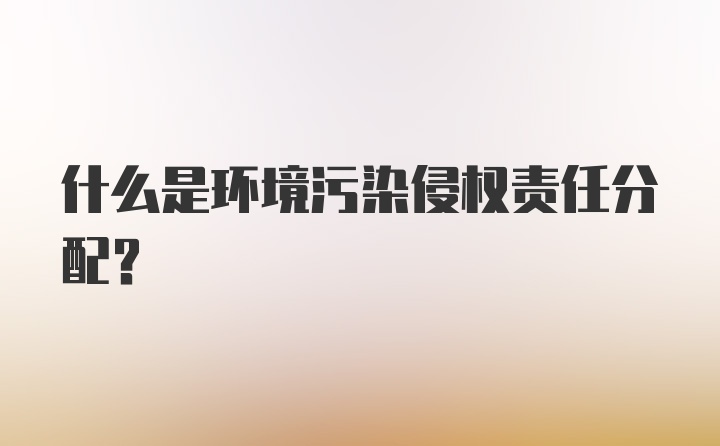 什么是环境污染侵权责任分配？