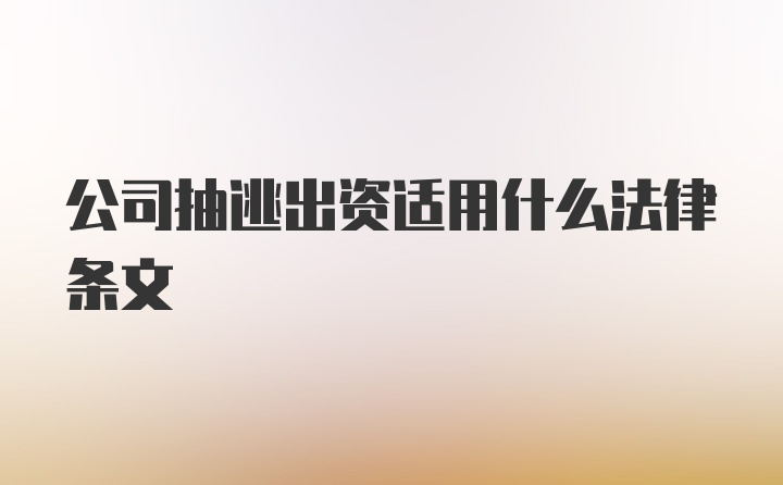 公司抽逃出资适用什么法律条文