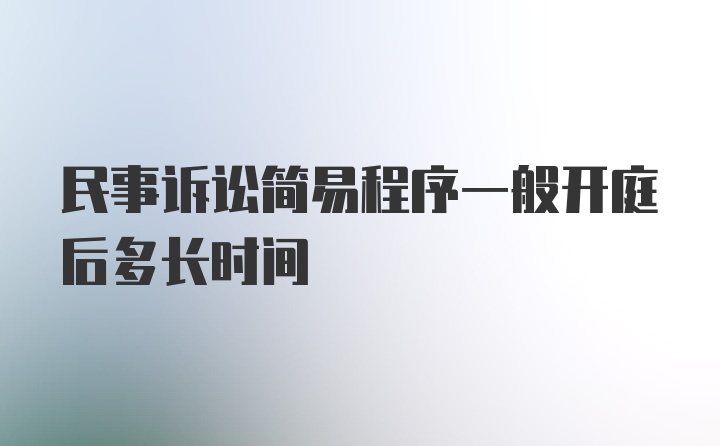 民事诉讼简易程序一般开庭后多长时间