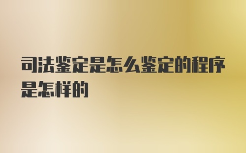 司法鉴定是怎么鉴定的程序是怎样的