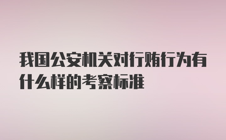 我国公安机关对行贿行为有什么样的考察标准