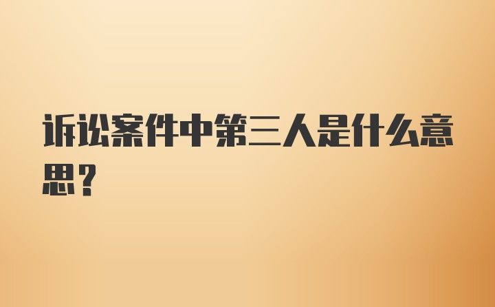 诉讼案件中第三人是什么意思？