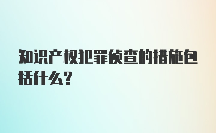 知识产权犯罪侦查的措施包括什么?