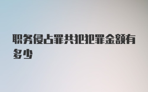 职务侵占罪共犯犯罪金额有多少