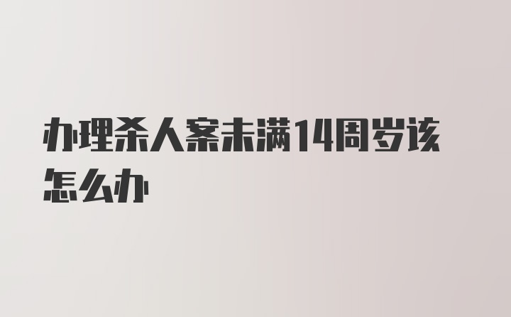 办理杀人案未满14周岁该怎么办