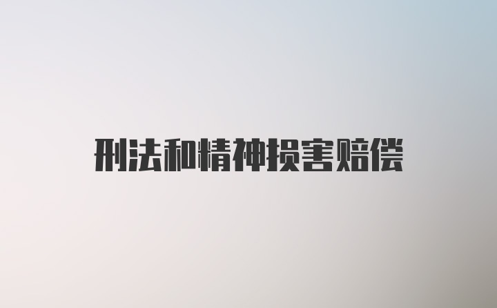 刑法和精神损害赔偿