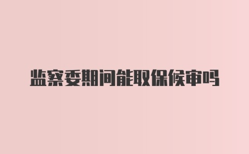 监察委期间能取保候审吗