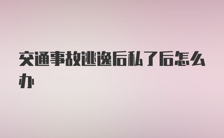 交通事故逃逸后私了后怎么办