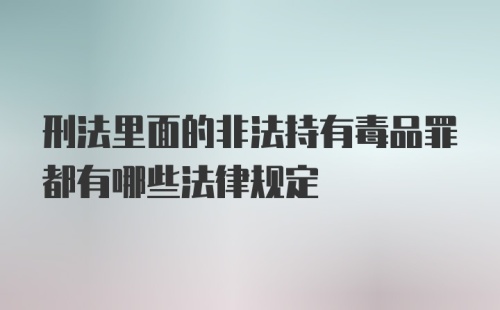 刑法里面的非法持有毒品罪都有哪些法律规定